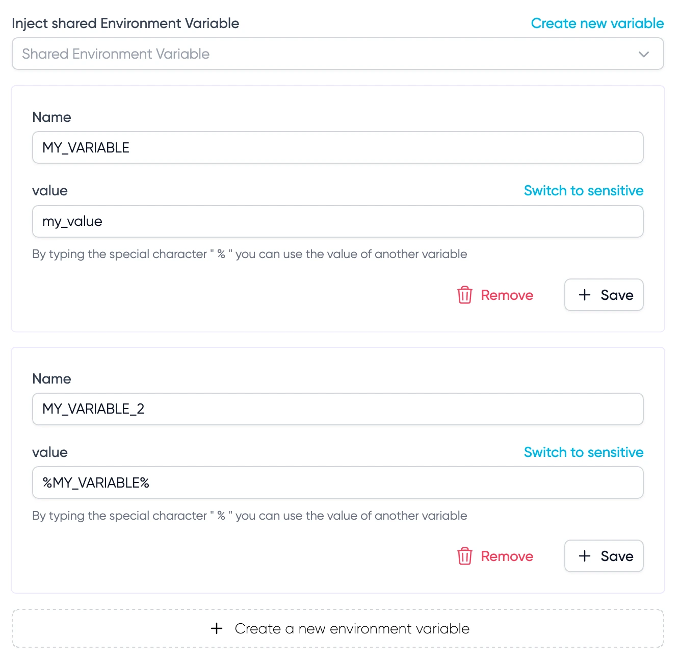 environment variables